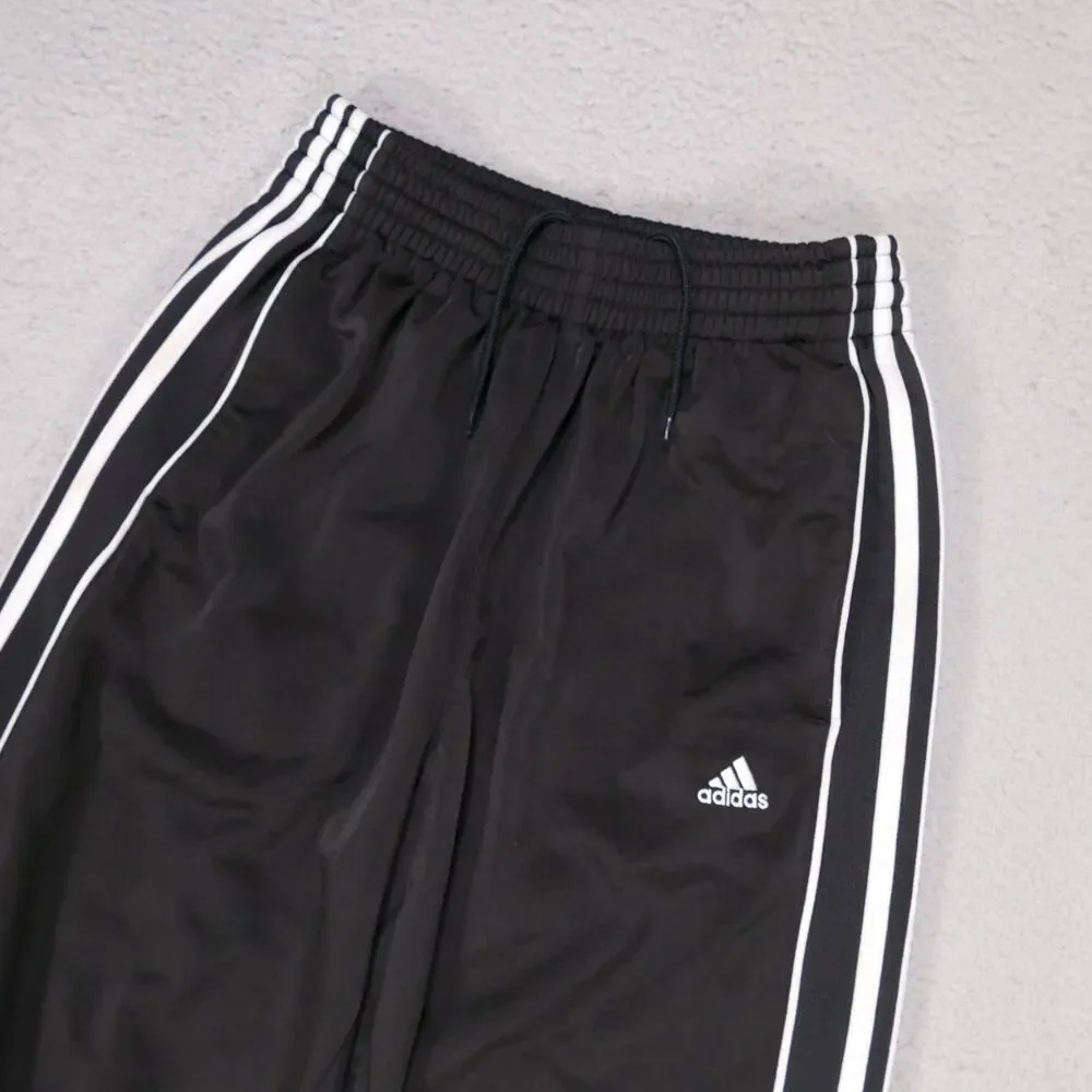 Adidas Track Pants Black/White 3 Stripe Hip Hop y2k Baggy Skate Size S (30x29)